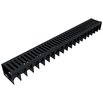 ACO Black Plastic Channel 1m with A15 Grate 319704