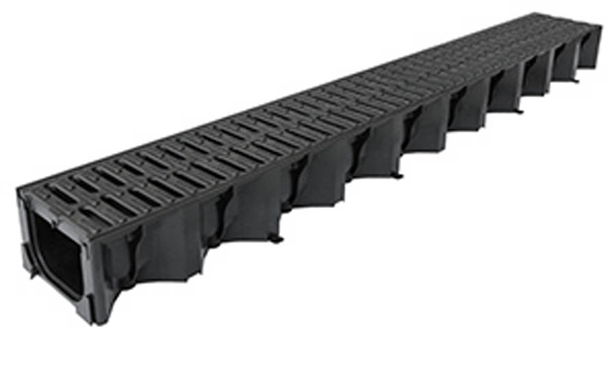 ACO HexDrain Channel with Black Plastic Grating - 1m