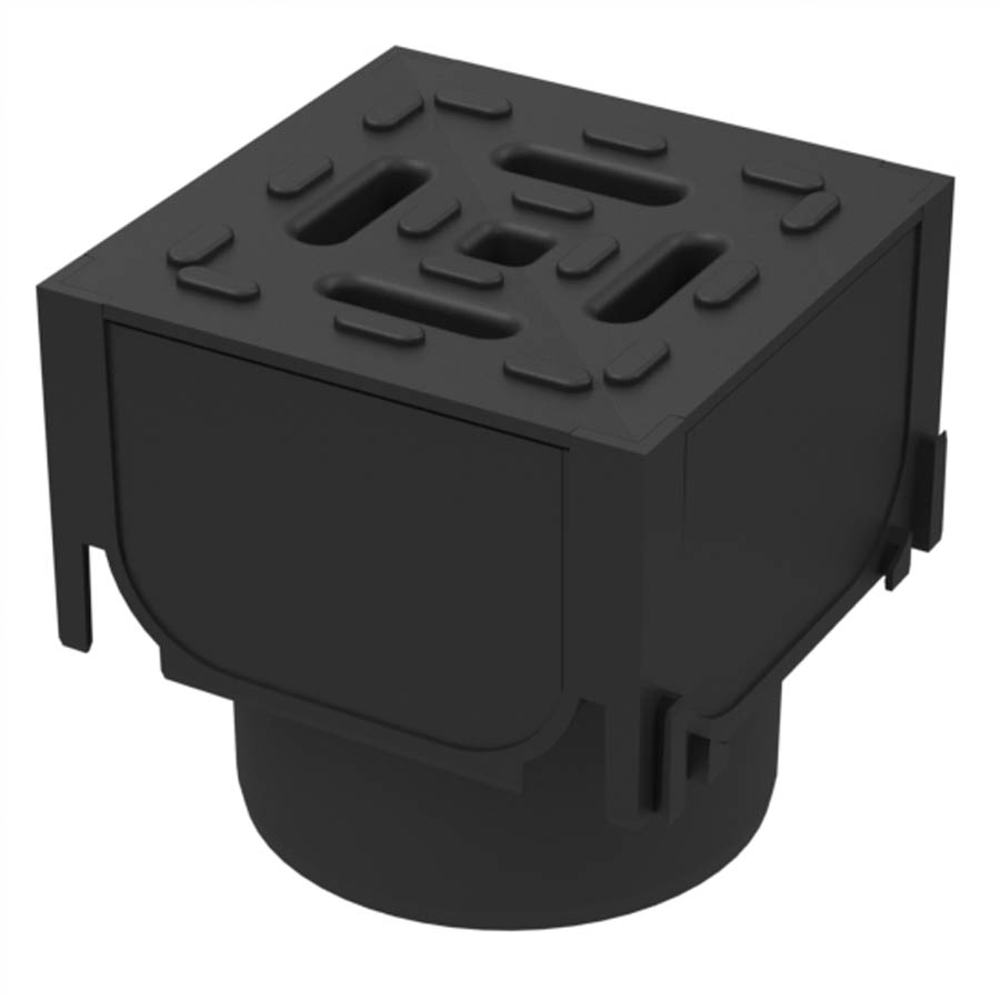 ACO HexDrain Corner Unit with Vertical Outlet Black