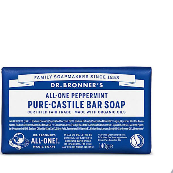 Dr Bronner's Peppermint Pure Castile Soap Bar - 140g