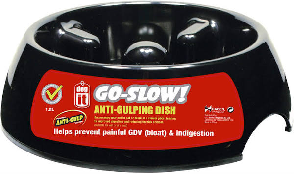 Dogit Anti Gulping Dog Bowl - Large (1.2L) Black