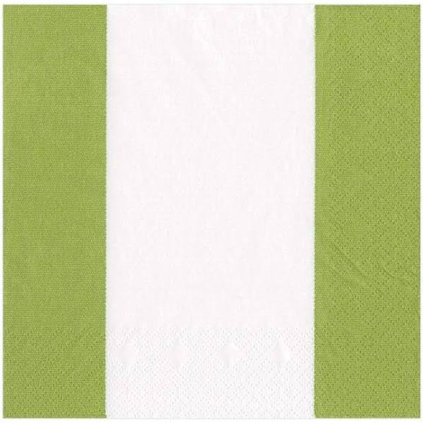 Caspari Bandol Stripe Paper Luncheon Napkins in Moss Green - 20 Per Package