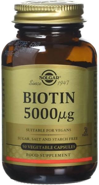 Solgar Biotin Vegetable Capsules, 5000 mcg, 50 Count