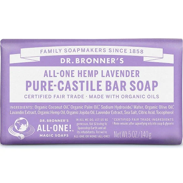 Dr Bronner's Lavender Pure Castile Soap Bar - 140g