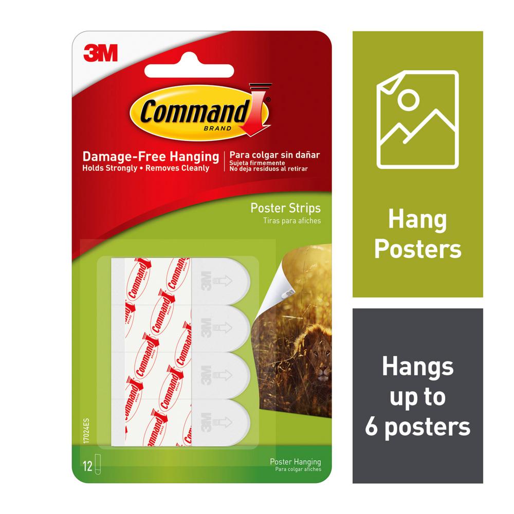 3M Poster Strips with Command Adhesive, 12/Pkg.