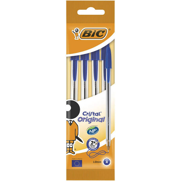 BIC Cristal - Ballpoint pen - blue - 1 mm - medium - pack of 4
