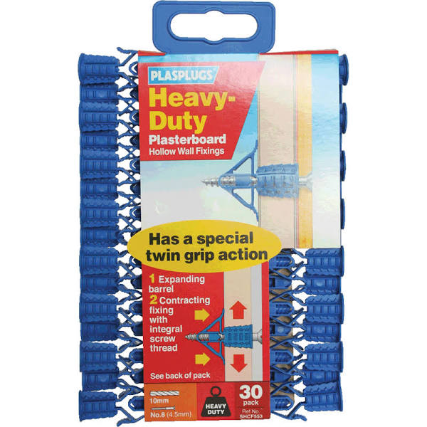 Plasplugs Heavy Duty Plasterboard Fixings - 30 Pack