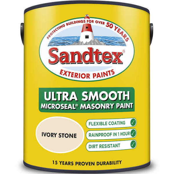 Sandtex Ivory Stone - Smooth Masonry Paint - 5L