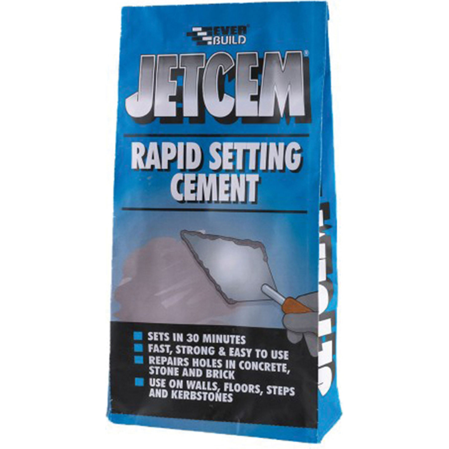 4X Everbuild 3kg Jetcem Premix Sand Rapid Set Cement JETCEM3 Fast Repair Mortar