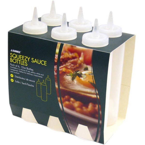Sunnex Clear Sauce Bottles - 6 Pack 8oz