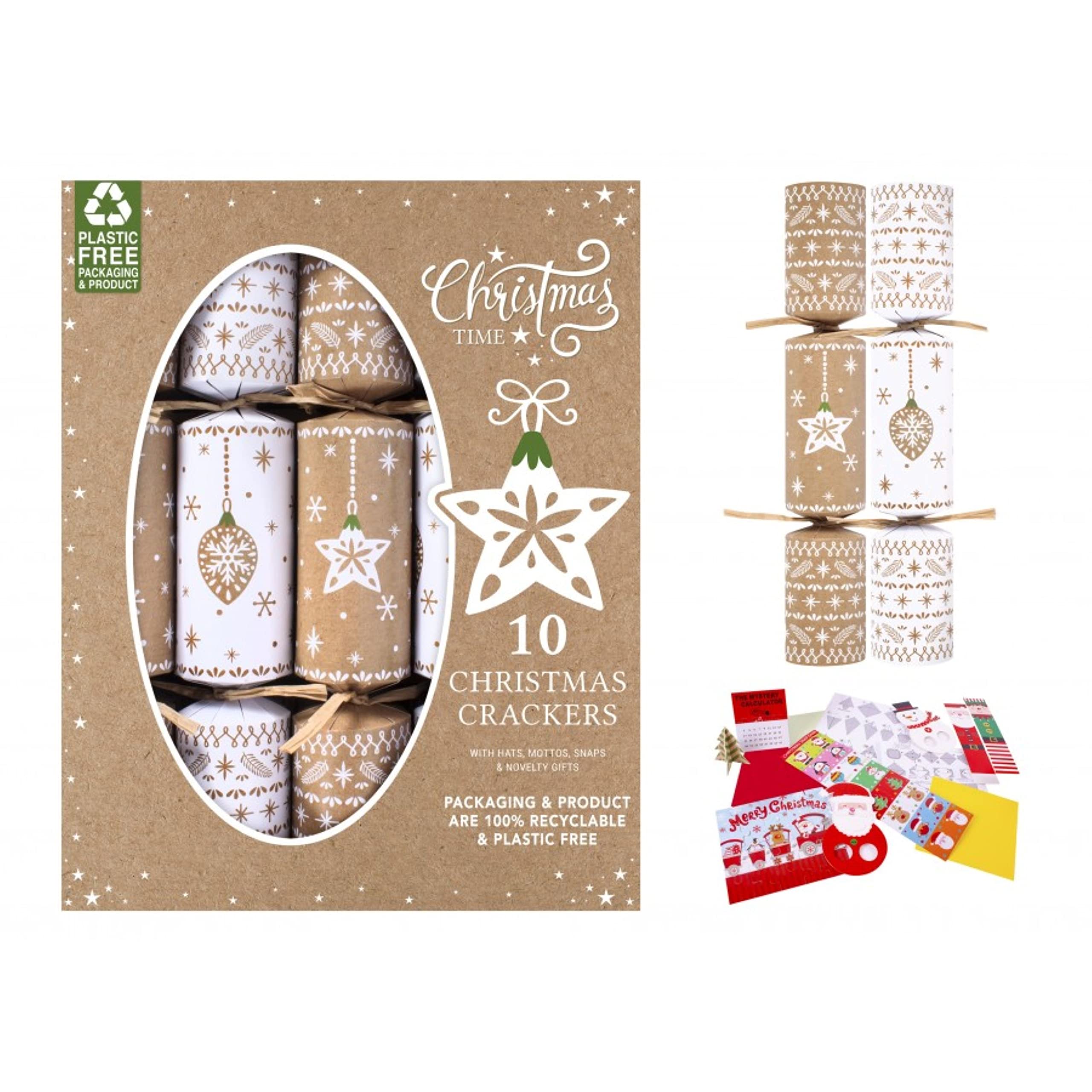 Star & Bauble Eco Christmas Crackers - Pack of 10