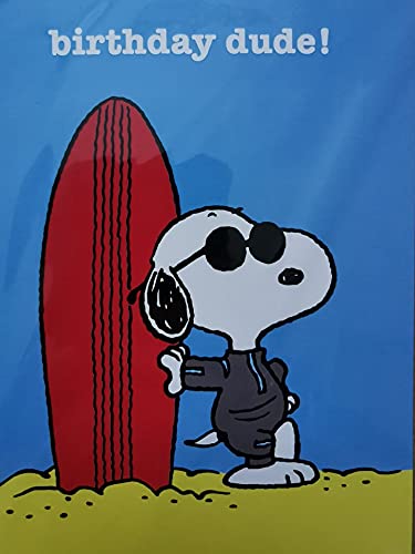 Snoopy surfboard birthday Card - SNOOP023