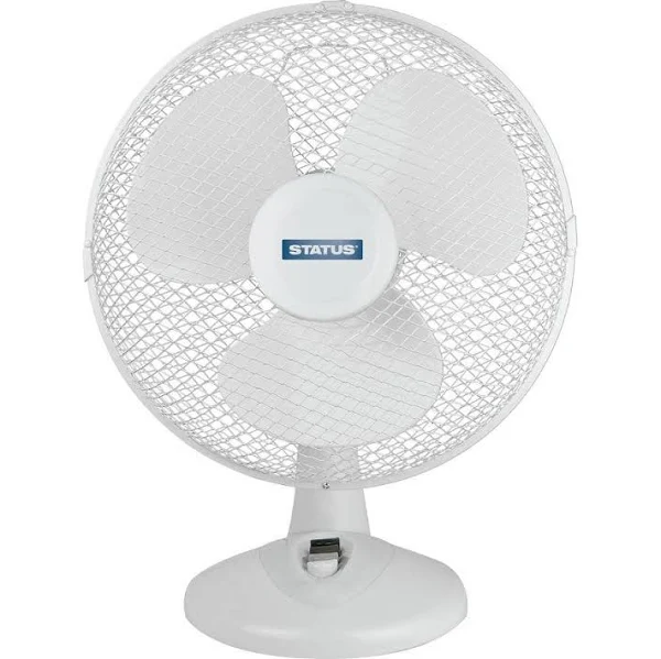 Status 12" Oscillating Desk Fan, White